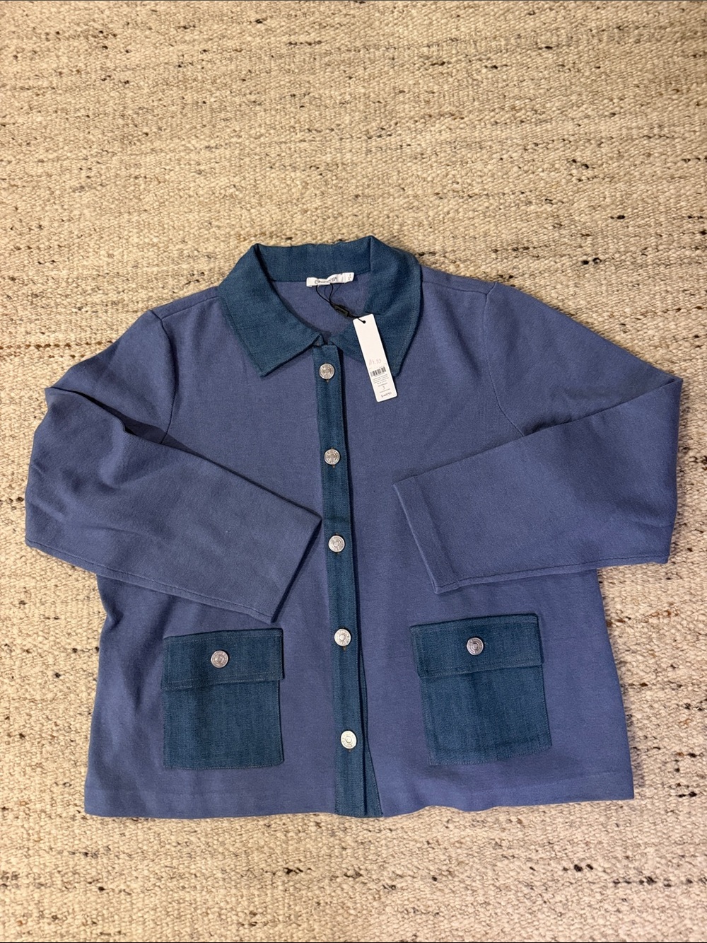 NWT Chico’s Denim Marl Swacket Cardigan Sweater -size XL (Chicos 3)